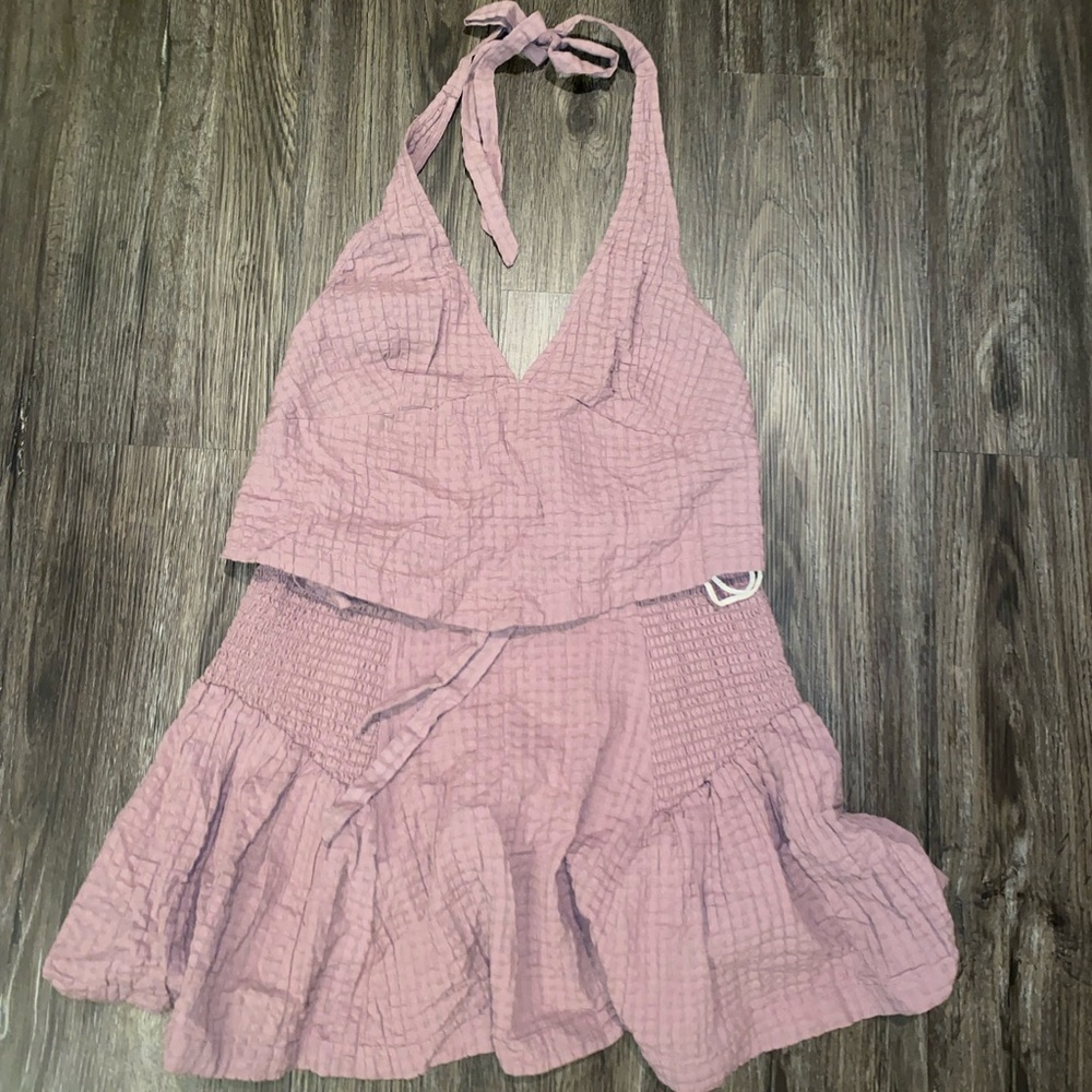 FREE PEOPLE free-est - Drew Pucker Check Skirt Set L - Picture 2 of 9